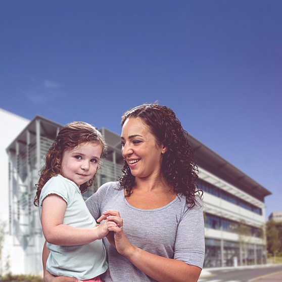 Mum and child at healthcare facilities in Belfast